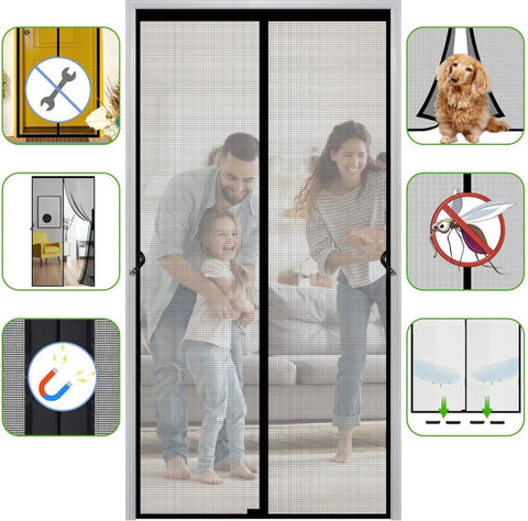 Magnetic insect screen door, automatic closing, durable and scratch-resistant, breathable for insect and mosquito protection, 110x210cm
