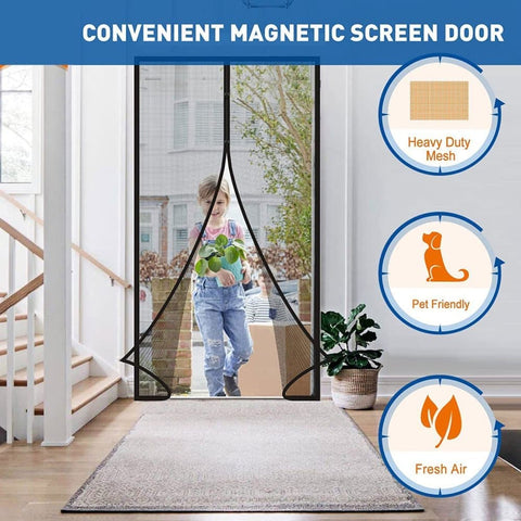 Magnetic insect screen door, automatic closing, durable and scratch-resistant, breathable for insect and mosquito protection, 110x210cm