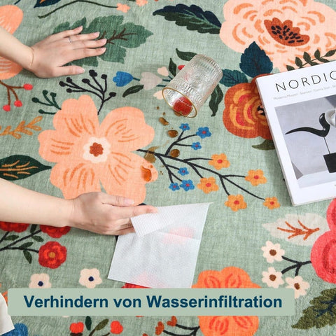 Non-slip Bohemian Floral Doormat Absorbent Dirt-Resistant Machine Washable for Bathroom Hallway and Kitchen, 60x90cm, Green