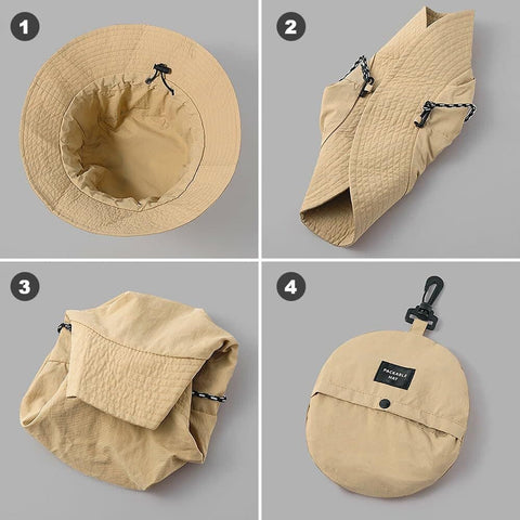 Foldable Waterproof Fisherman Hat Unisex Quick-Drying Sun Protection Summer Outdoor Hat, Dark Gray