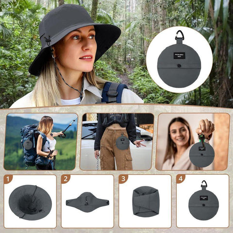 Foldable Waterproof Fisherman Hat Unisex Quick-Drying Sun Protection Summer Outdoor Hat, Dark Pink
