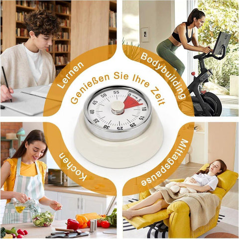 60 Minute Mechanical Kitchen Timer with Magnet, Light Purple, 3.6 x 7.3cm