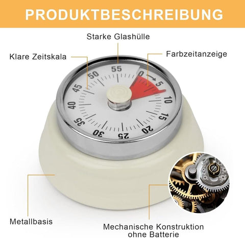 Mechanical Kitchen Timer 60 min with Magnet, Stainless Steel Pink, 3.6 x 7.3cm