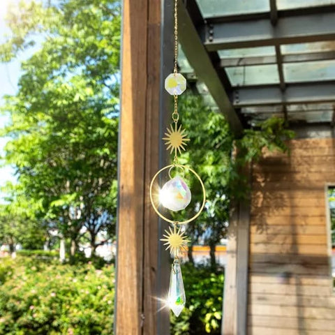 6 inches rainbow refractive prism suncatcher, crystal sun reflecting decoration, , 6 inches