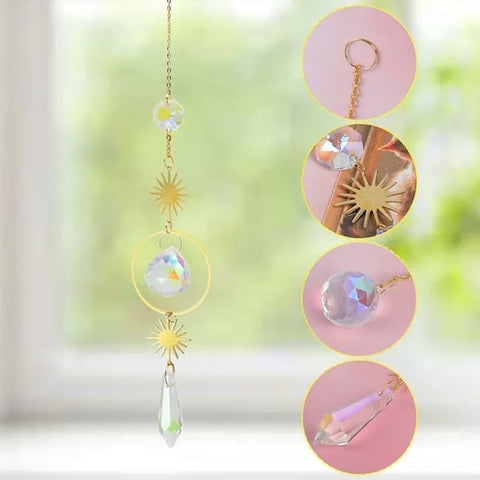 6 inches rainbow refractive prism suncatcher crystal decoration, 15 cm
