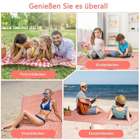 Waterproof Picnic Mat Foldable with Carrying Handle for Camping Beach Park Outdoor, Durable, 150x200cm, Pink