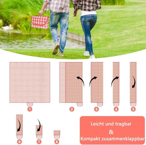 Waterproof Picnic Mat Foldable with Carrying Handle for Camping Beach Park and Outdoor Activities, 100x150cm, Pink