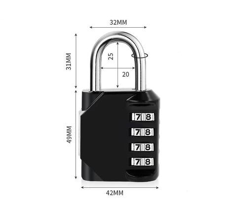 4-Digit Combination Lock with Long Shackle for Cabinets Fences Toolboxes Suitcases, 1.5\