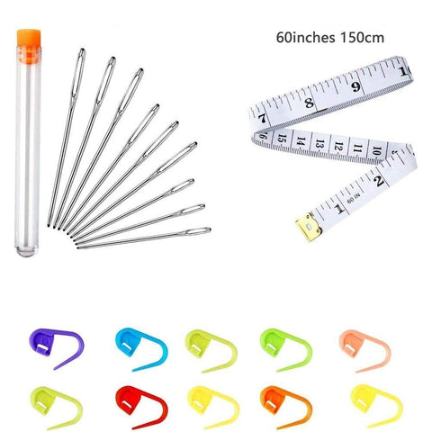 36-Piece Knitting Kit with Crochet Hooks, Markers, Measuring Tape, Ergonomic Soft Rubber Handles, Colorful, with Case