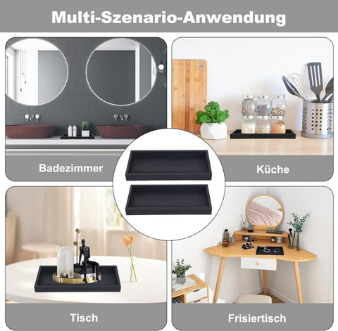 Black Silicone Storage Tray for Makeup and Small Items, 20 cm x 10 cm