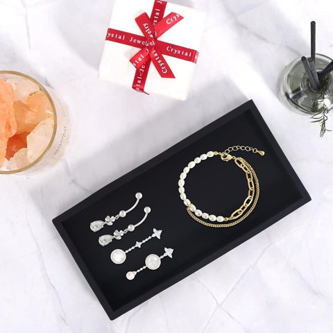 Black silicone storage tray for makeup and small items, decorative and practical organizer, 30 cm x 12.5 cm