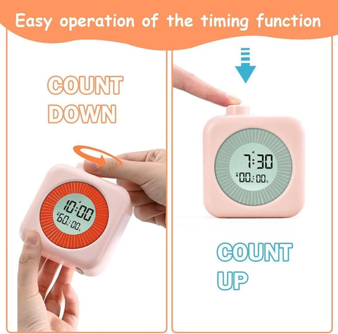 60 Minute Digital Timer with Clock and Alarm, 3-in-1, Pink