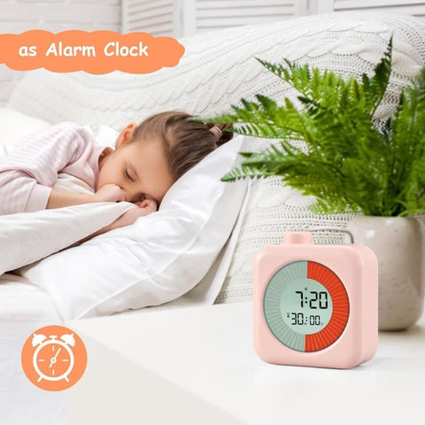 60 Minute Digital Timer with Clock and Alarm, 3-in-1, Pink