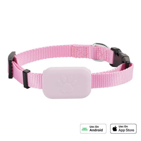 GPS Pet Tracker Collar for Dogs and Cats, Compatible with iOS and Android, Pink