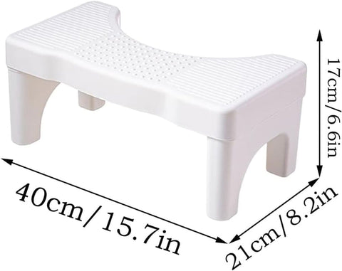 Non-Slip Toilet Stool, White, 40 x 21 cm, Wide Stomach Squatting Step for Bathroom