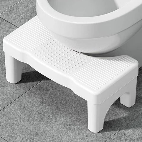 Non-Slip Toilet Stool, White, 40 x 21 cm, Wide Stomach Squatting Step for Bathroom