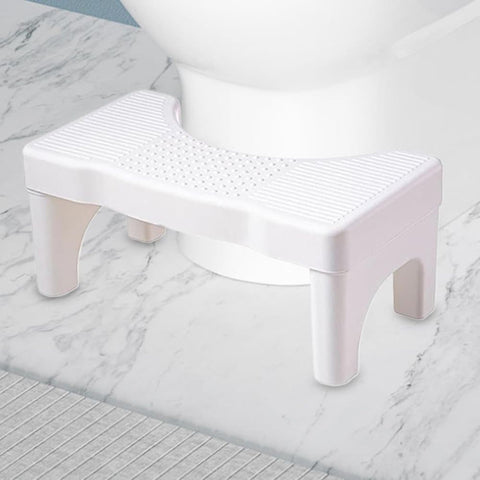Non-Slip Toilet Stool, White, 40 x 21 cm, Wide Stomach Squatting Step for Bathroom