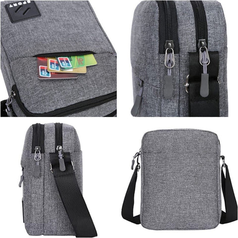 Multifunctional Waterproof Shoulder Bag, 2 Compartments, Black, 16x23x9cm