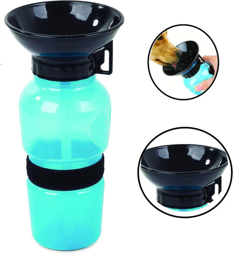 Portable Dog Water Bottle with Bowl, 500ml, Brown, Compatible with Dogs