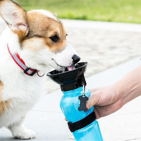 Portable Dog Water Bottle with Bowl, 500ml, Brown, Compatible with Dogs