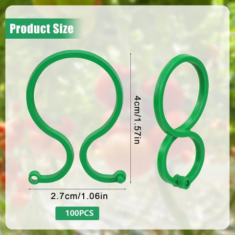 100 pcs Garden Plant Clips Plastic Ring for Vines Tomatoes Flowers, 1.2 inch