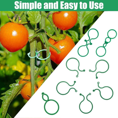 200 pcs Garden Plant Clips, Plastic Ring Design for Vines Tomatoes and Flowers, Decorative Garden Accessories
