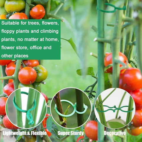 200 pcs Garden Plant Clips, Plastic Ring Design for Vines Tomatoes and Flowers, Decorative Garden Accessories