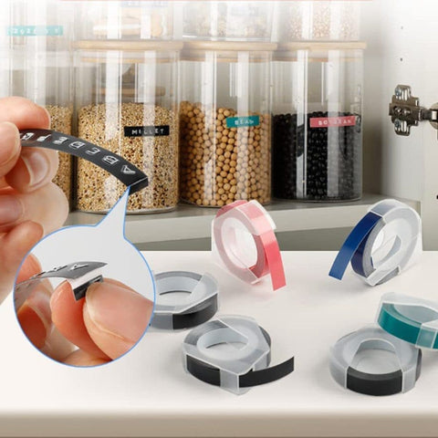 6 Rolls 3D Portable Label Printer for Home, Black, with Label Tape, Easy to Use