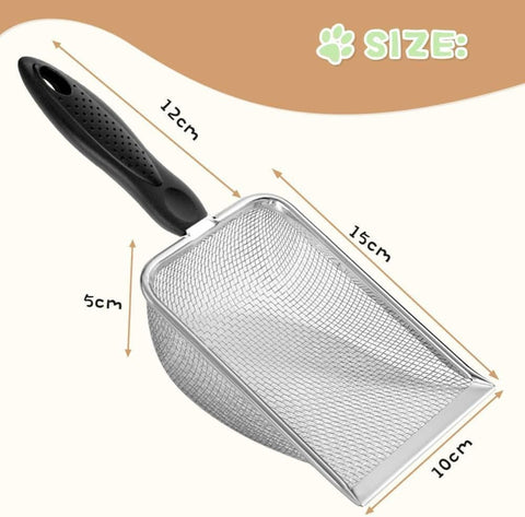 2PCS Stainless Steel Cat Litter Scoop with Mesh Design, Robust and Durable, Easy to Clean, 2.0MM