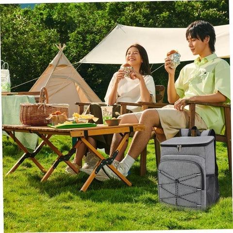 Insulated Backpack Cooler Bag Large Capacity Waterproof for Picnic Camping Lunch Grill, Gray