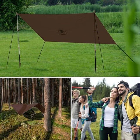 3-in-1 Waterproof Rain Jacket Poncho with Hood, Breathable for Outdoor Activities, Brown
