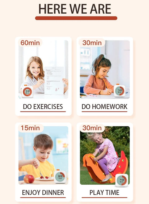 Digital Visual Timer 3-in-1 Clock Alarm Countdown for Kids and Home, Pink, 60 Min