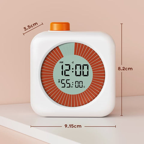 Digital Visual Timer 3-in-1 Clock Alarm with 60 Min Countdown, White