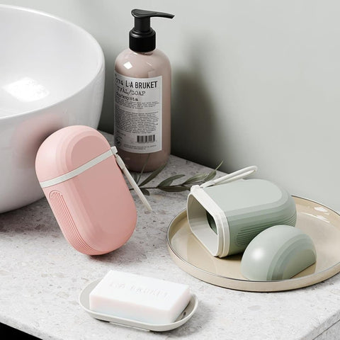 2-Pack Portable Soap Dish with Drainage Grid and Handle, Waterproof Travel Soap Holder for Outdoor Activities