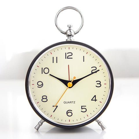 Silent Analog Alarm Clock with Snooze Button, Black, 16x11 cm