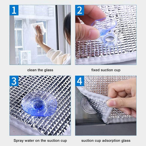Self-adhesive sun protection film aluminum foil for thermal insulation UV and privacy protection, compatible with balcony windows conservatories, 40x100cm, Gray