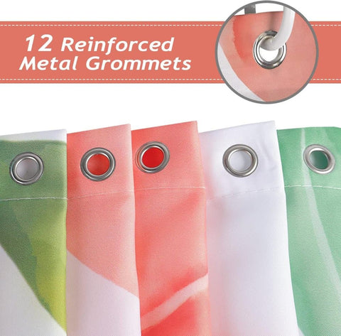 70x72 inches Shower Curtain 3D Fruit Motif Waterproof Mold Resistant with 12 Hooks, Pink