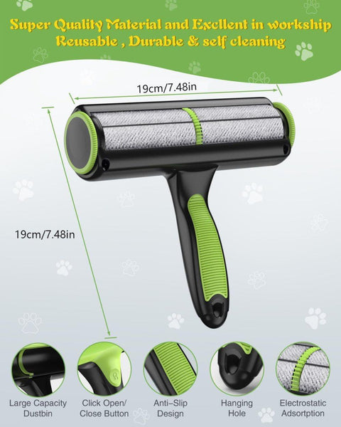 Reusable Pet Fur Remover Roller for Dog and Cat Hair, White, Compatible with Bed Sofa Carpet
