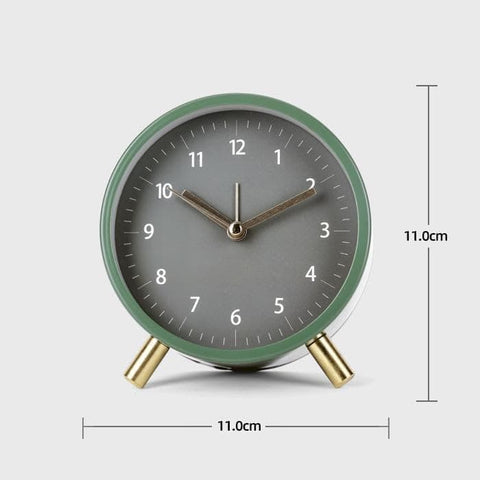 Silent Alarm Clock with Night Light and Backlight, Small Metal Clock for Bedroom Office Living Room, Black