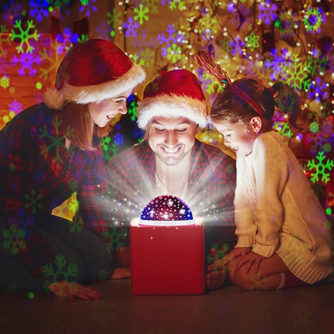 Christmas Snowflake LED Projector Lamp, Blue, with 360° Rotation, Battery or USB Powered, for Christmas Decoration & Party Gift