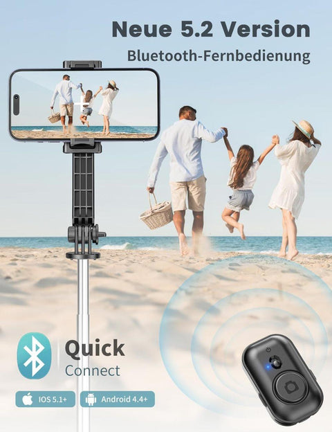 106cm Adjustable Selfie Light Tripod Stand with Bluetooth Remote, Removable Clamp, 360° Fill Light, Compatible with iPhone Samsung