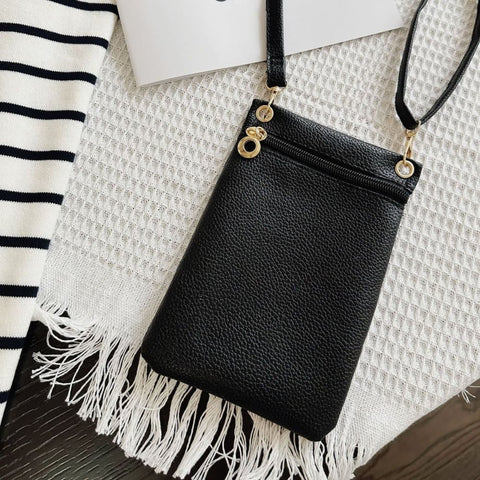 Lycas Phone Bag with Shoulder Strap, 19cm x 12.5cm, Black