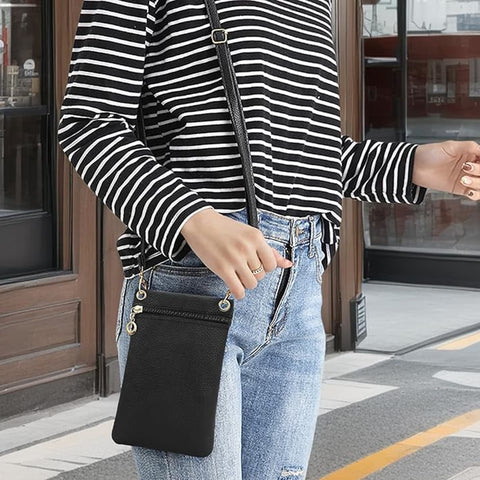 Lycas Phone Bag with Shoulder Strap, 19cm x 12.5cm, Black