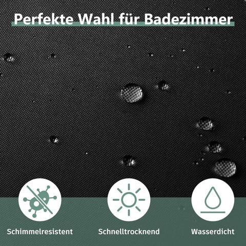 Waterproof Shower Curtain 180x180cm, quick-drying mold resistant, compatible with outdoor shower and bathroom, Black