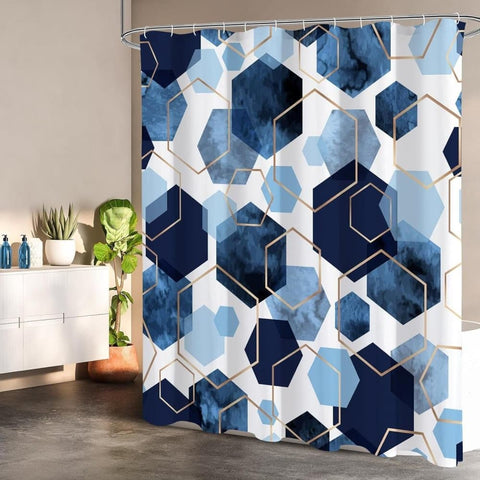 Bohemian Waterproof Mildew Resistant Shower Curtain with Marble Pattern, 71x72 inches