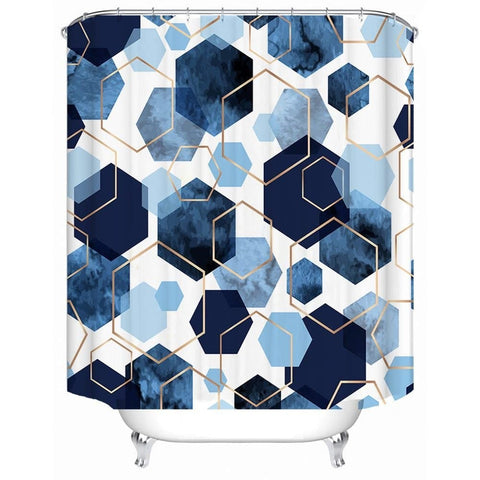 Bohemian Waterproof Mildew Resistant Shower Curtain with Marble Pattern, 72x72 inches