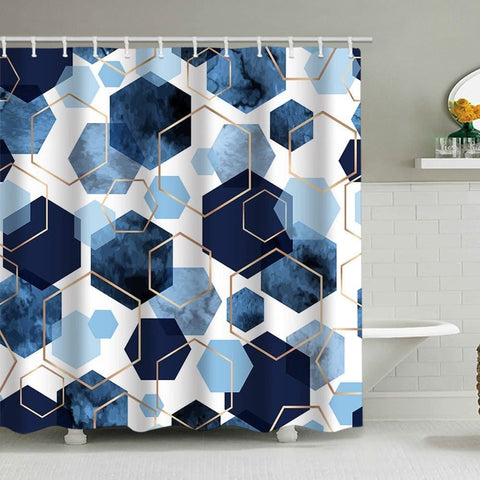 Bohemian Waterproof Mildew Resistant Shower Curtain with Marble Pattern, 72x72 inches