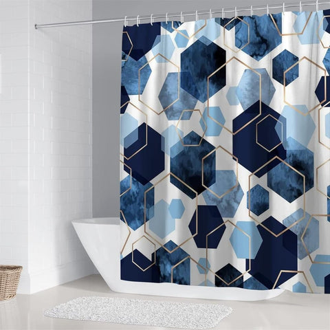 Bohemian Waterproof Mildew Resistant Shower Curtain with Marble Pattern, 72x72 inches