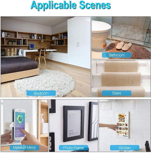 24 Non-Slip Mats Black, Washable and Reusable for Carpets and Floors, 13 x 2.5 cm