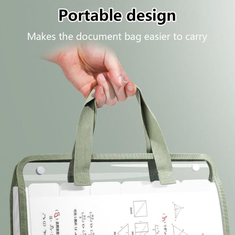 13 Compartments A4 Document Folder, Transparent Waterproof with Snaps, for School and Home, compatible with A4, Green